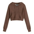 thumbnail image 6 of HAOTAGS Teen Girls Cropped Hoodie(4-12), Casual Long Sleeve Hooded Sweatshirts with Pockets Coffee 4 Years, 6 of 9