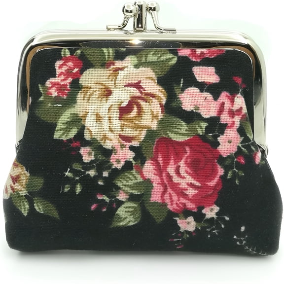GASTROPOD Cute Floral Buckle Coin Purses Vintage Pouch Kiss-Lock Change Purse Wallets (01)