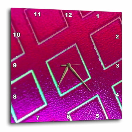 3drose, Pink Neon Squares, 10x10 Wall Clock