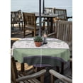 thumbnail image 2 of Outdoor Tablecloths with Umbrella Hole & Zipper, Green Stripes Abstract Round Tablecloth 54 Inch, Geometric Spring Flowers Rustic Waterproof Table Cloth, Patio/Pool/Picnic Table Covers, 2 of 8