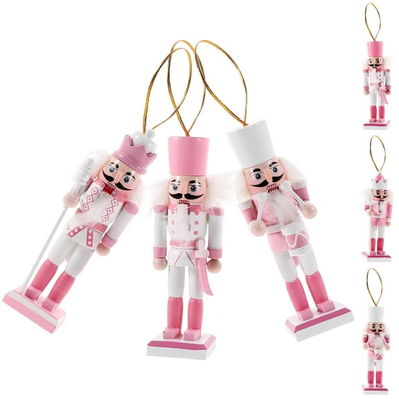FESTFENDS Nutcracker Decoration Pink 6Pcs 5.11X1.38X1.38in