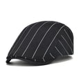 thumbnail image 1 of Gorra plana Gatsby Newsboy a rayas en blanco y negro para hombre, 1 of 4