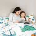 thumbnail image 4 of Homewish Cute Dino 7pcs Bedding Comforter Set,Cartoon Dinosaur Queen Bedding Sets,White Blue Orange Queen Sheet Sets For Boys Teens,Breathable Home Decor Reversible, 4 of 8