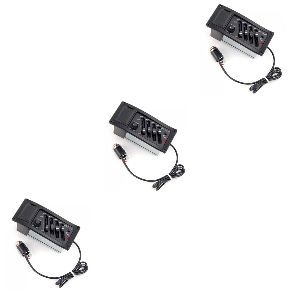 Masteelf 3pcs EQ-7545R 4 Bands Acoustic Guitar Piezo Pickup Preamp Amplifier Equalizer Tuner (Black)