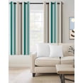 thumbnail image 2 of Teal Brown Stripe Blackout Curtains, Light Blocking Print Window Curtains, Gradient Geometric Vertical Striped Thermal Insulated Window Drapes for Living Room Kitchen Cafe 2 Panels, 55"W x 39"L, 2 of 9
