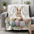 thumbnail image 2 of Easter Bunny Blanket Soft Cozy Warm Throw Blanket for Couch, Plush Fuzzy Flannel Fleece Blankets for Sofa, Botanical Garden Florals Colorful Eggs Bed Blankets Lightweight Gifts for Women, 50"x80", 2 of 9