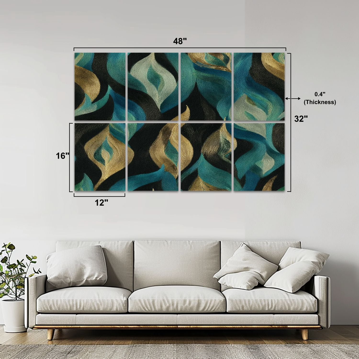8 Pack Art Acoustic Panels Sound Absorbing Abstract Geometric Bold Lines Decorative Soundproof Wall Panels Self Adhesive for Nursery Game Room Bedroom 48"x32"