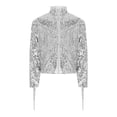 thumbnail image 4 of vastwit Kids Girls Boys Sequin Fringe Jacket Shiny Cowboy Outfit Disco Dance Top Long Sleeve Tassels Zip Up Glitter Coat White 10, 4 of 7