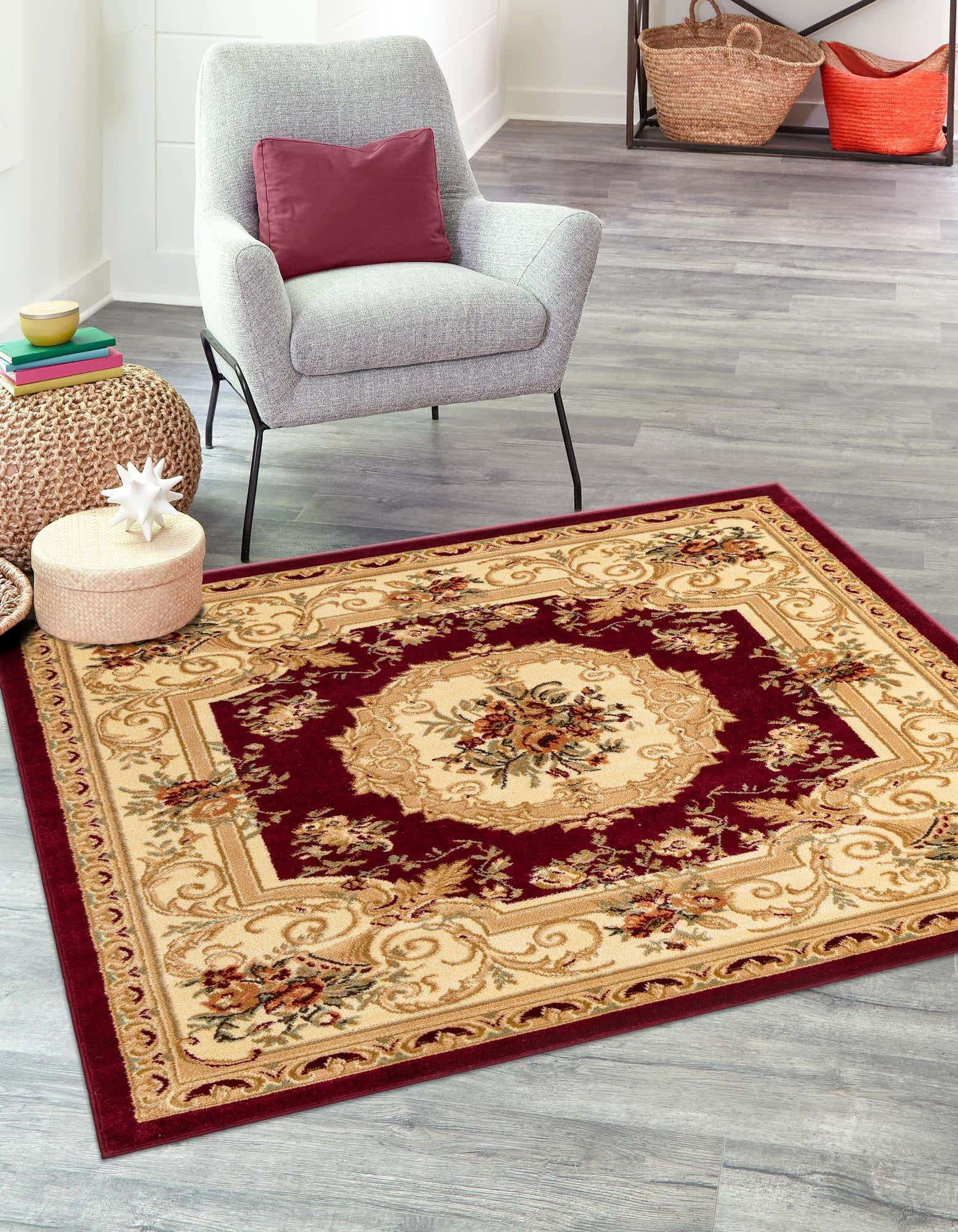Unique Loom Henry Versailles Rug 5 3 X 5 3 Red Walmart Com
