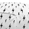 thumbnail image 3 of Black and White Pouf Cover with Zipper, Thunderbolts Zig Zag Pattern Electric Charge Simple Illustration, Soft Decorative Fabric Unstuffed Case, 30" W X 17.3" L, Black White, by Ambesonne, 3 of 5