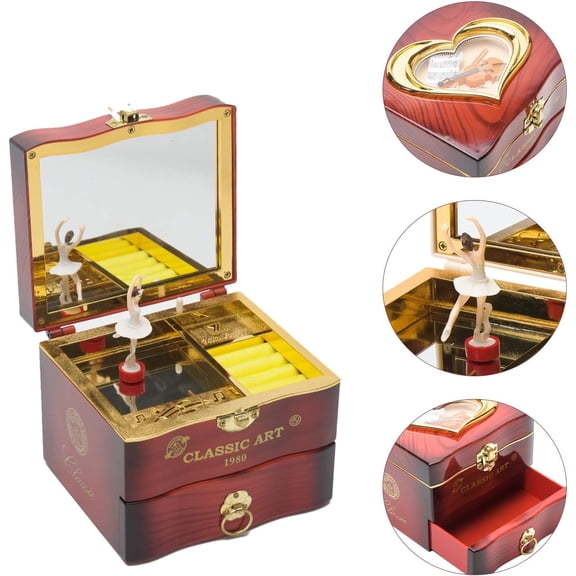 Hinzonek Musical Jewelry Box Necklace Storage Case Cute Jewelry Box,Jewelry Organizer Box Gift Music Jewelry Box