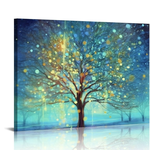 Nawypu Teal Tree Wall Art Decor Tree of Life Modern Abstract Canvas Painting Prints Pictures Artwork Home Decor for Kitchen Living Room Dining Room