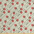 thumbnail image 1 of Fruits Sofa Upholstery Fabric by the Yard, Retro Valentine Theme with Strawberry Love Happiness Merry Lucky Image, Decorative Fabric for DIY and Home Accents, Eggshell Ruby Army Green by Ambesonne, 1 of 4