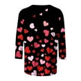thumbnail image 5 of Valentine's Day Shirts for Women 3/4 Length Sleeve Tops Love Hearts Print Crewneck Cute Casual Graphic Tee Tshirts (XL, Black 07), 5 of 5
