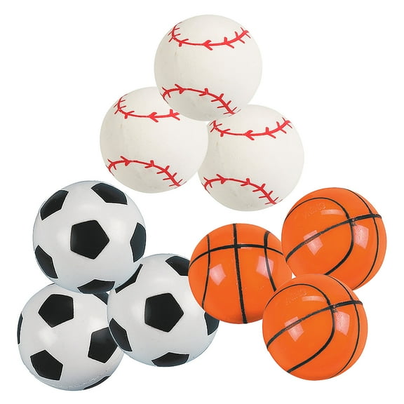 Fun Express 1 1/4" Bulk 144 Pieces Sports Balls Rubber Bouncy Ball Assortment