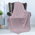 thumbnail image 4 of Pinstripe Soft Flannel Fleece Blanket, Abstract Design Vibrant Pastel Color Multi Sized Stripes and Uneven Plain Lines, Cozy Plush for Indoor and Outdoor Use, 70" x 90", Multicolor, by Ambesonne, 4 of 5