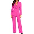 thumbnail image 4 of YSUEJPF Womens 2 Piece Business Casual Outfits Long Sleeve Blazer Straight Leg Pants Set Dressy Work Office Suit, 4 of 7