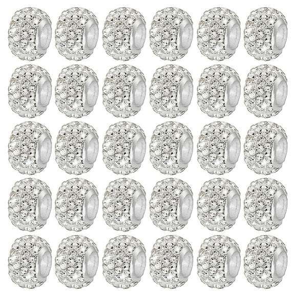 1 Set 100pcs European Beads Clay Beads with Rhinestones Large Hole Spacer Beads Lucky Beads for Bracelet Jewelry Making Big Hole Polymer Craft Beads for Beaded Pens 11x8mm Hole: 5mm