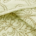 thumbnail image 3 of Home Soft Things 4-Piece Reversible Damask Embroidery Bedspread Set, Light Green, Oversized King 120"x120", 3 of 7