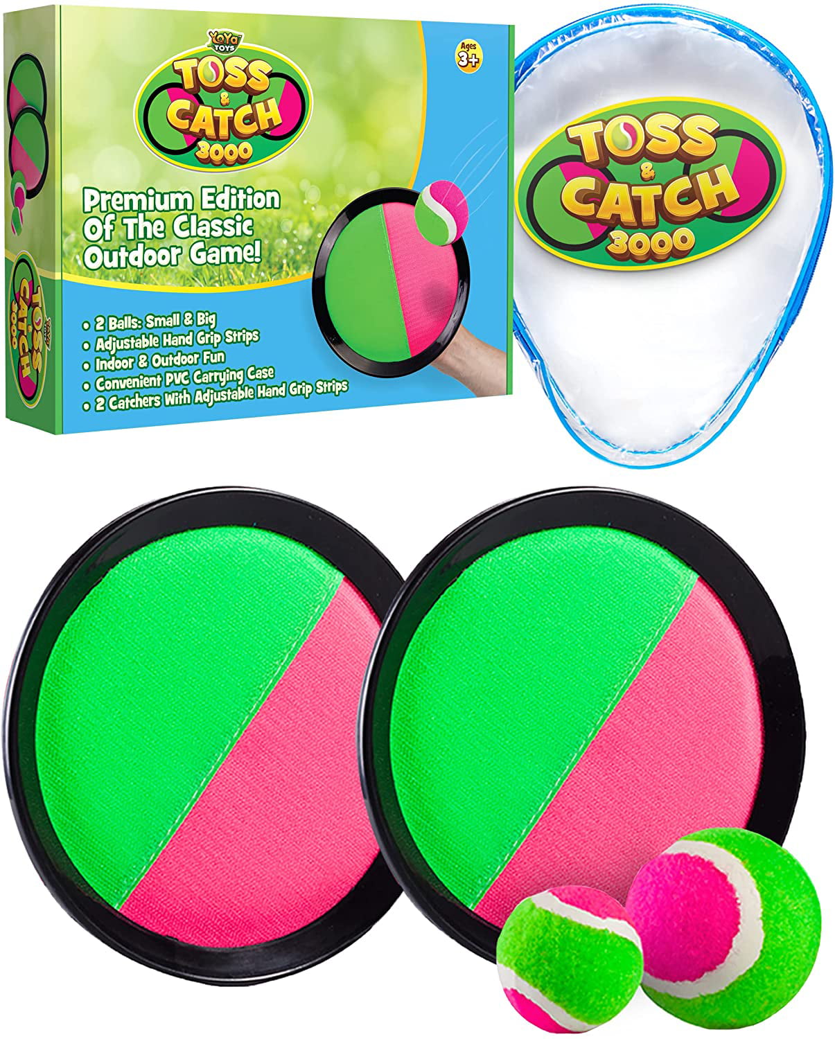 Toys Toss & Catch 3000 Ball Game With Disc Paddles 2 Balls Yoya Big and Velcro for sale online 