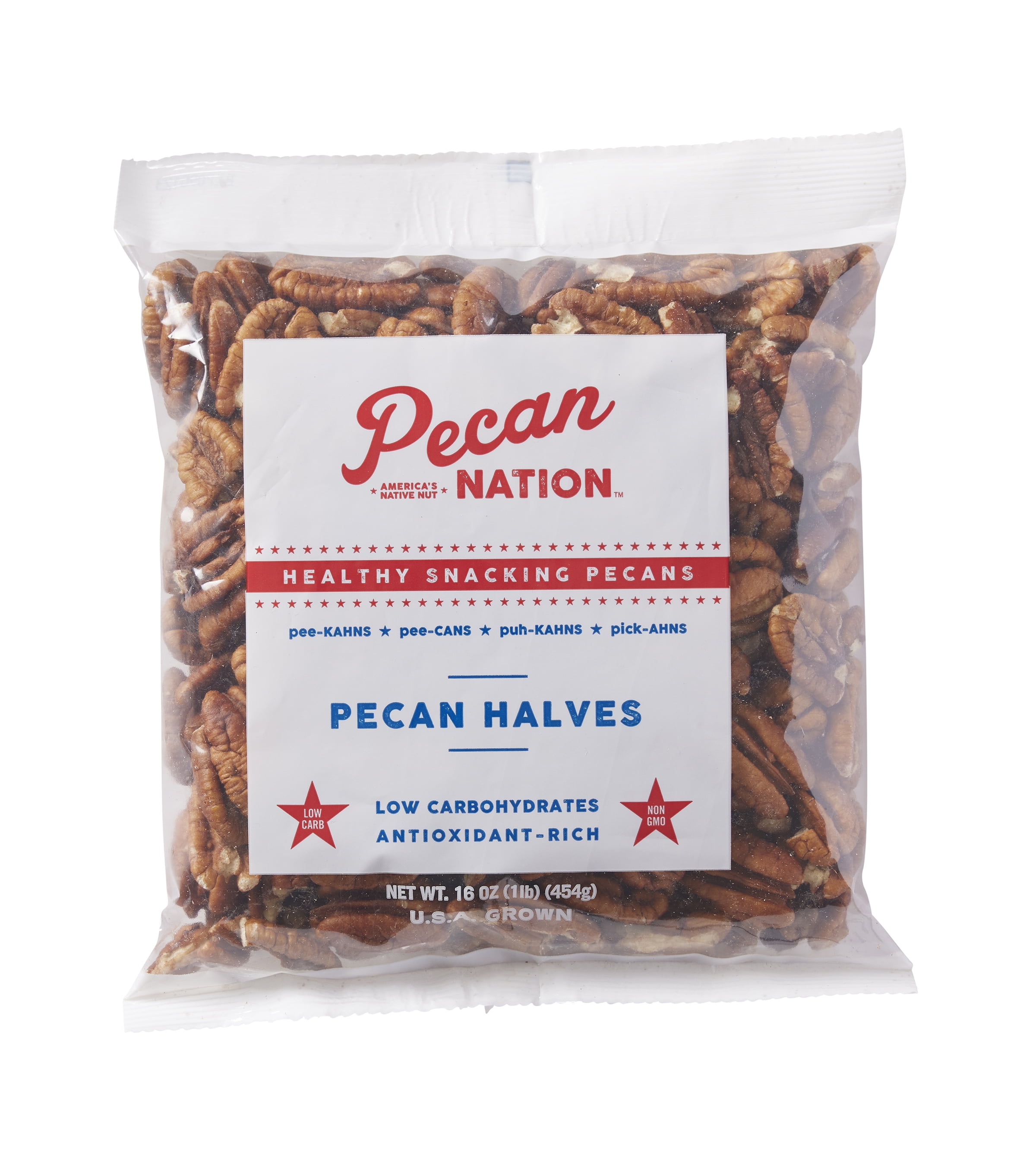 Pecan Nation All Natural Unsalted Pecan Nut Halves, 16 oz, 2 Pack