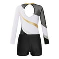 thumbnail image 4 of Yhong Kids Girls Long Sleeve Gymnastics Leotard Unitard with Shorts 2 Piece Ballet Dance Bodysuit Biketard White 10, 4 of 7