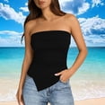 thumbnail image 2 of BLVB Going out Tube Tops for Women Trendy Summer Asymmetrical Ruched Strapless Bandeau Cami Shirts Ribbed Knit Spring Clothes, 2 of 8