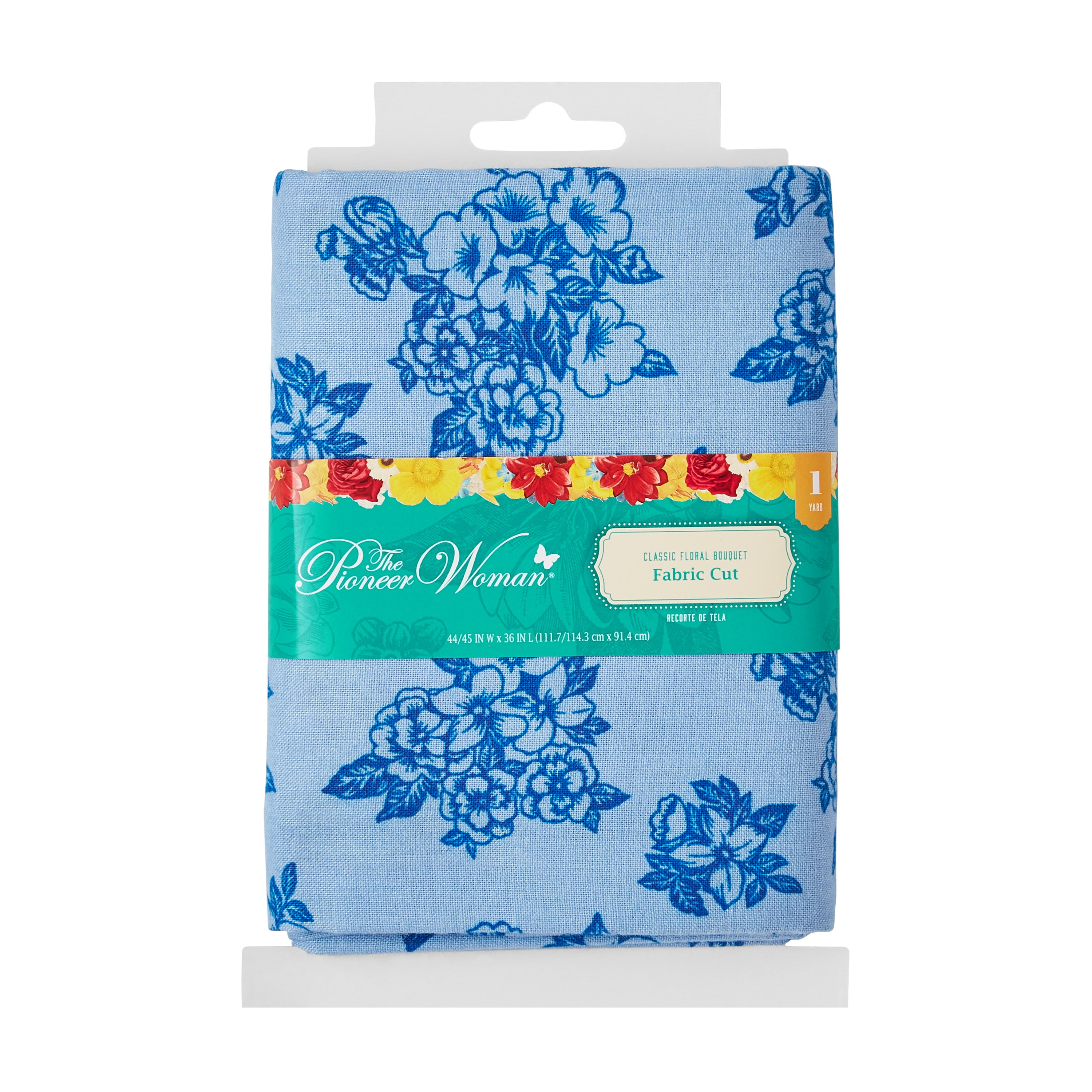 The Pioneer Woman 44' x 1 Yard Cotton Classic Floral Bouquet Fabric Precut, Multicolor
