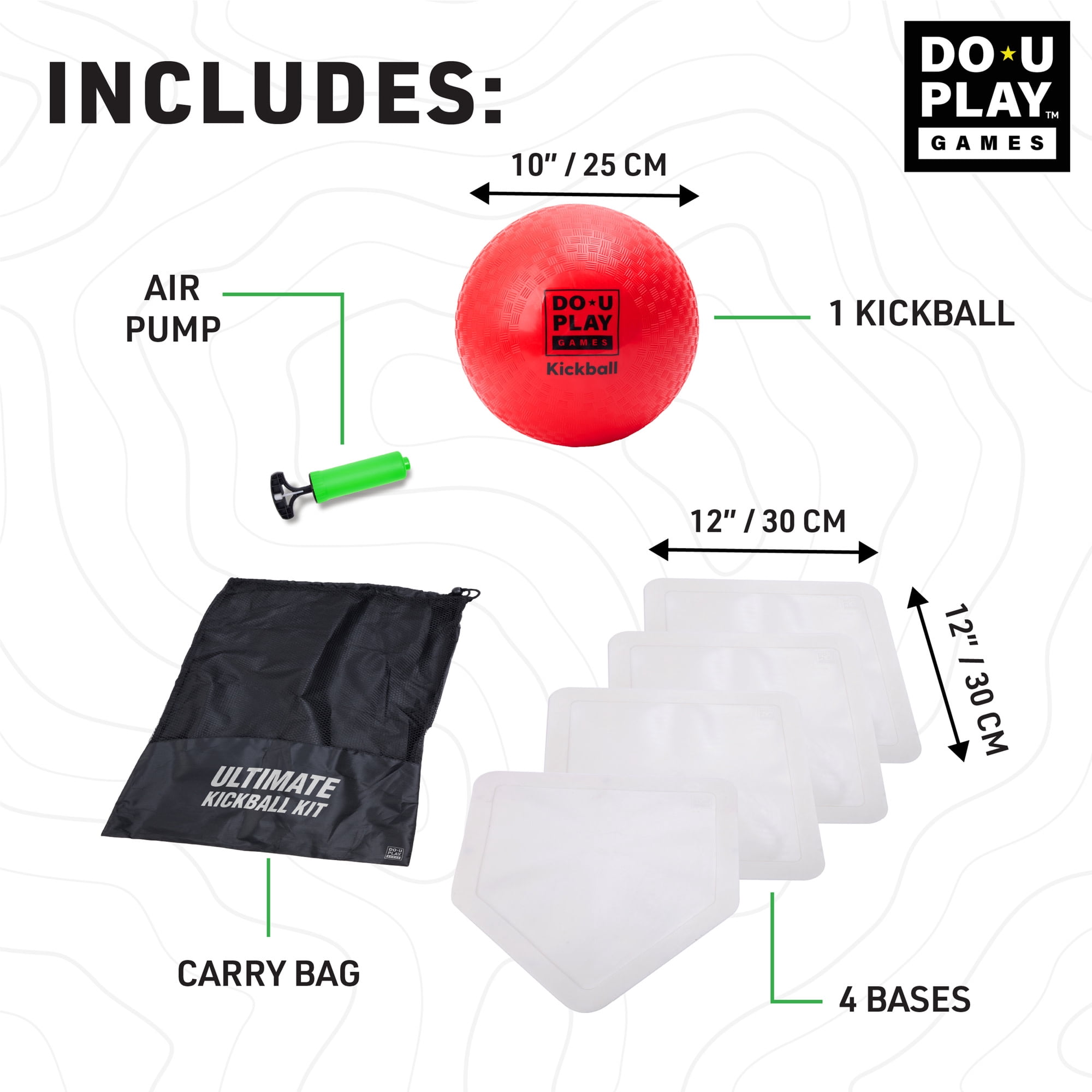 Do-U-Play: Ultimate Kickball Kit - Outdoor Game Set, 10" Ball, 4 Bases, Air Pump, Carry Bag, Kick-Catch-Tag, Backyard Activity, Family-Kids-Adults