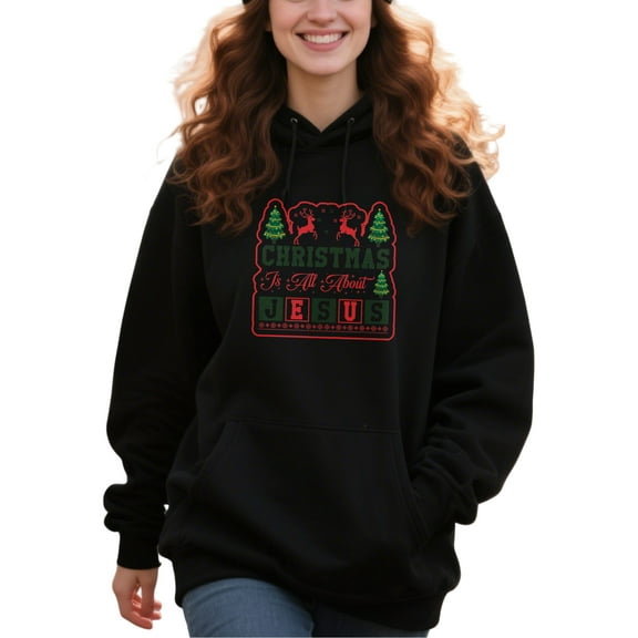 Yuletide Christmas Hoodie for Men Women, Holiday Pullover Hooded Sweatshirt, Cozy Cotton Poly Blend, Festive Winter Outfit
