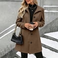 thumbnail image 3 of Qiggri Women's Winter Overcoat Peter Pan Collar Single Breasted Pea Coat A Line Outerwear Long Sleeve Pockets Work Office Business Casual XL, 3 of 9