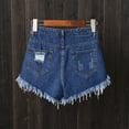 thumbnail image 4 of Womens Bermuda Ripped Jeans Shorts Summer Solid High Waist Breasted Sexy Perforated A Wide Leg Denim Baggy Dressy Casual Womens Jorts S-5XL, 4 of 4