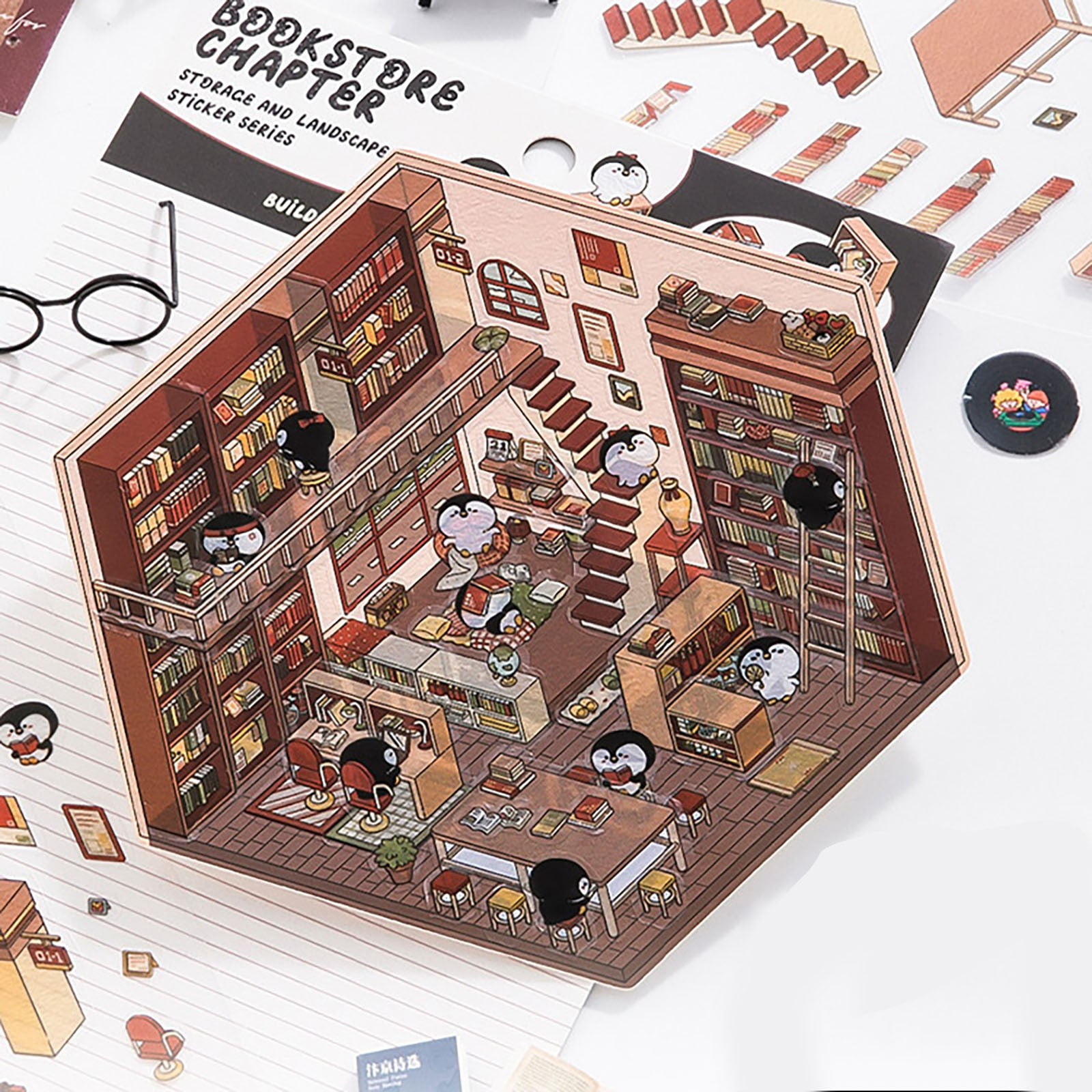 8 Sets D'autocollants 3D DIY Pour Créer Des Scènes - Café, Boutique, Maison - Avec 2 Pincettes - 2