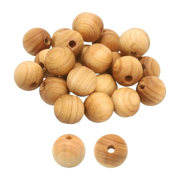 Uxcell 100pcs Natural Wooden Beads 6mm Hill Cedar Wood Round Polished Loose Bead Smooth Spacer Balls Beading for Jewelry Making Bracelets Necklace Earrings Craft DIY