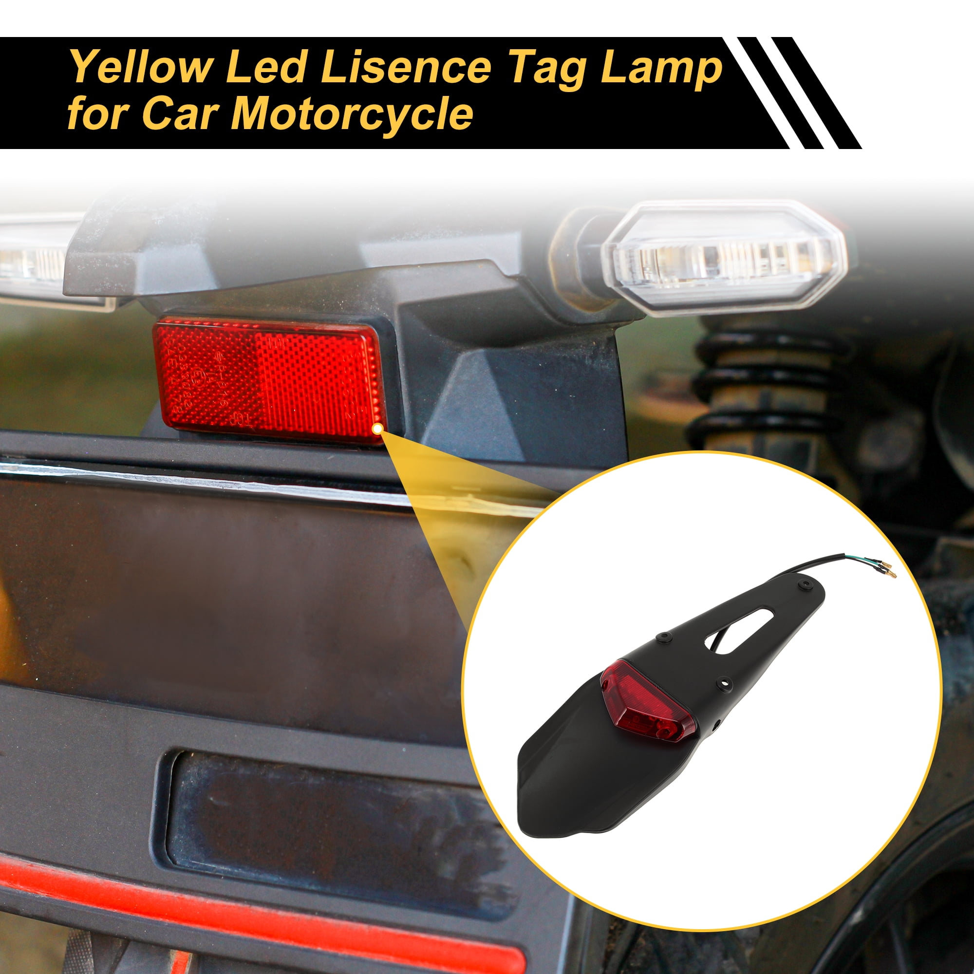 1 Pc License Plate Light 12V LED Tag Lamp for Car Motorcycle Waterproof Yellow License Plate Light License Plate Light