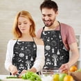 thumbnail image 4 of Black and White Halloween Elements Pattern Apron-Garden Aprons for Women with Pockets-Cotton Linen Waterproof Kitchen Cooking Gardening Aprons Adjustable for Kitchen,Cooking,BBQ and Salon 33"x27", 4 of 7