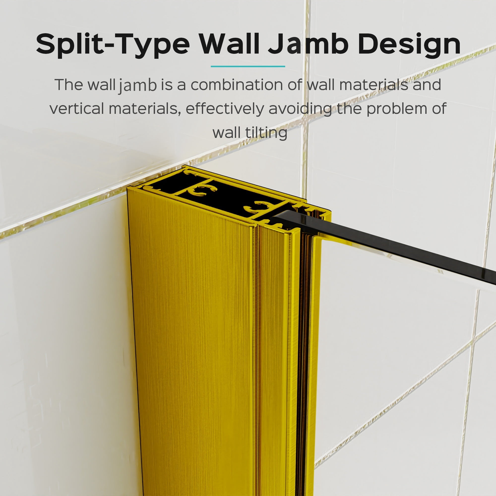 MAYEERTY 43*58" Frameless Folding Shower Door for Bathtub, Tempered Glass, Brushed Gold, Space-Saving, Easy Instal