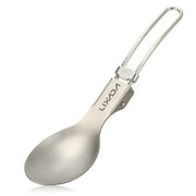 Lixada Folding Titanium Spoon Lightweight Outdoor Dinner Spoon Flatware for Travel Camping