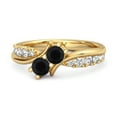 thumbnail image 2 of Round Black Spinel Two Stone Swirl 925 Sterling Silver Gold Vermeil Anniversary Women Valentines Day Gifts Ring, 2 of 3