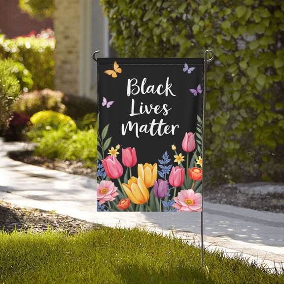 Black Lives Matter Garden Flag 12x18 Inch Double Sided Spring Summer Floral Yard Flag Outdoor Home Decor