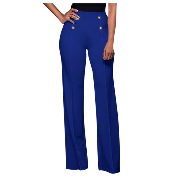 Women's Pants Fashion Casual Pants For Women Solid Waisted Cut Boot Legs Trousers High Casual Loose