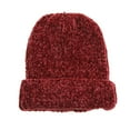 thumbnail image 3 of UTSJKR Chenille Soft Warm Stretchy Cuffed Cable Knit Beanie Cap Chunky Beanie Hats Outdoor Warmth Thick Woolen Hats Wine, 3 of 3