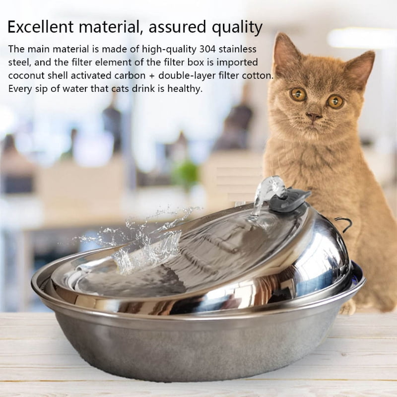 Stainless Steel Fountain Cats Drinking Water Fountain with Water Dispenser Qu