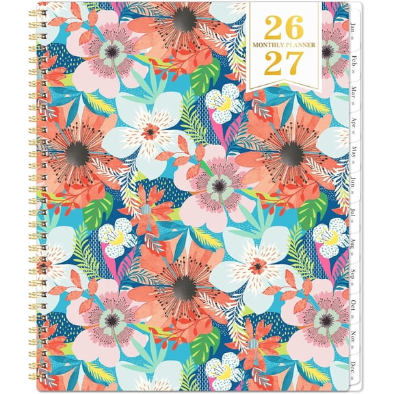 2026-2027 Monthly Planner/Calendar - Monthly Planner 2026-2027, JAN 2026 - DEC 2027, 9" x 11", 2 Year Calendar 26-27, monthly calendar with Notes, Tabs, Spiral Binding, Pocket - Floral