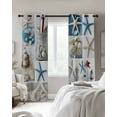 thumbnail image 3 of Coastal Blackout Curtains 39 Inches Long for Bedroom, Summer Beach Starfish Nautical Sea Shell Thermal Insulated Room Darkening Black Out Window Curtain Panels Grommet Drapes for Living Room, 3 of 8