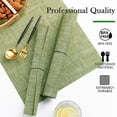 thumbnail image 5 of Placemats Vinyl Woven Place Mats for Kitchen Table Indoor/Outdoor Washable Wipeable Dining Green Placemats Set Of 4Pc 12X18 Inch, Western Placemat Textilene Placemat Insulation Pad 4Pcs Hilingoto, 5 of 9