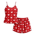 thumbnail image 3 of FchengtaiS Women's Plus Size Pajama Set Heart Print Loungewear Cami Top and Shorts Sleepwear Lounge Summer Pjs, 3 of 7