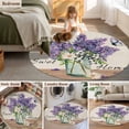 thumbnail image 5 of Round Area Rug 4 Ft, Purple Lavender Washable Non-Slip Circle Carpet for Living Room/Bedroom, Spring Floral Daisy Butterfly Leaves Beige Low-Profile Crawling Mats Collection Rugs for Indoor, 5 of 7