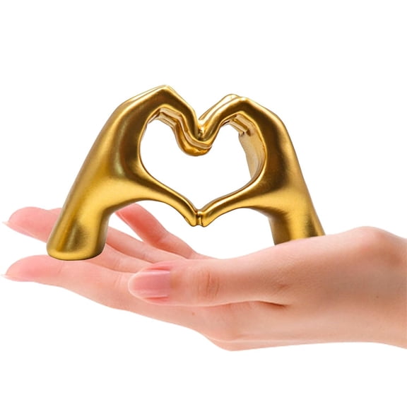Duslogis Heart Hands Statue, Resin Gold Sculpture Decor for Living Room Bedroom Bookshelf Coffe Table, Gifts for Women, Suitable Father's Day, Thanksgiving, Christmas