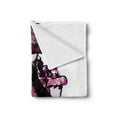 thumbnail image 2 of Fashion Soft Flannel Fleece Throw Blanket, Woman Furry Hat and Floral Dress Nostalgic Magazine Catwalk Look Feminine, Cozy Plush for Indoor and Outdoor Use, 70" x 90", Fuchsia Black, by Ambesonne, 2 of 5